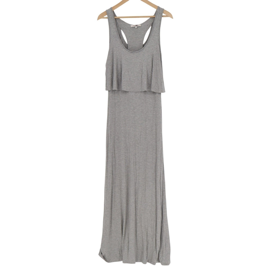 Rolla Coster Maxi Dress Womens Medium Heather Gray Layered Wide Straps Racerback