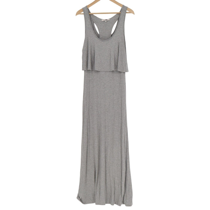 Rolla Coster Maxi Dress Womens Medium Heather Gray Layered Wide Straps Racerback