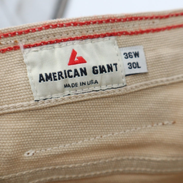 American Giant Roughneck Jeans Mens 36X30 Beige Cotton Stretch Straight Leg