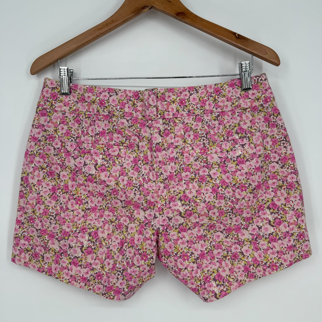 J Crew Chino Shorts Womens 4 Multicolor Floral Print Cotton Stretch Pockets