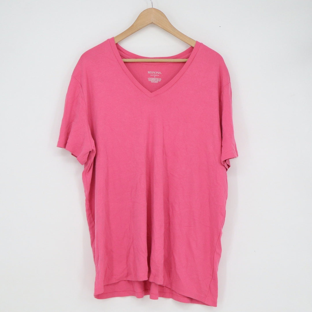 Merona The Ultimate Tee Pink V-Neck Short Sleeve 100% Cotton Shirt Size 4