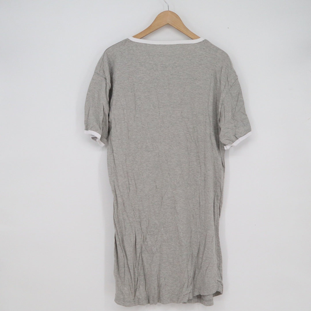 Swinging on a Star Gray Cotton Henley Nightgown Ringer Sleep Shirt One Size
