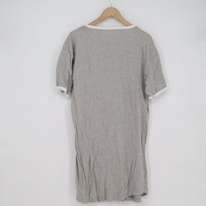 Swinging on a Star Gray Cotton Henley Nightgown Ringer Sleep Shirt One Size