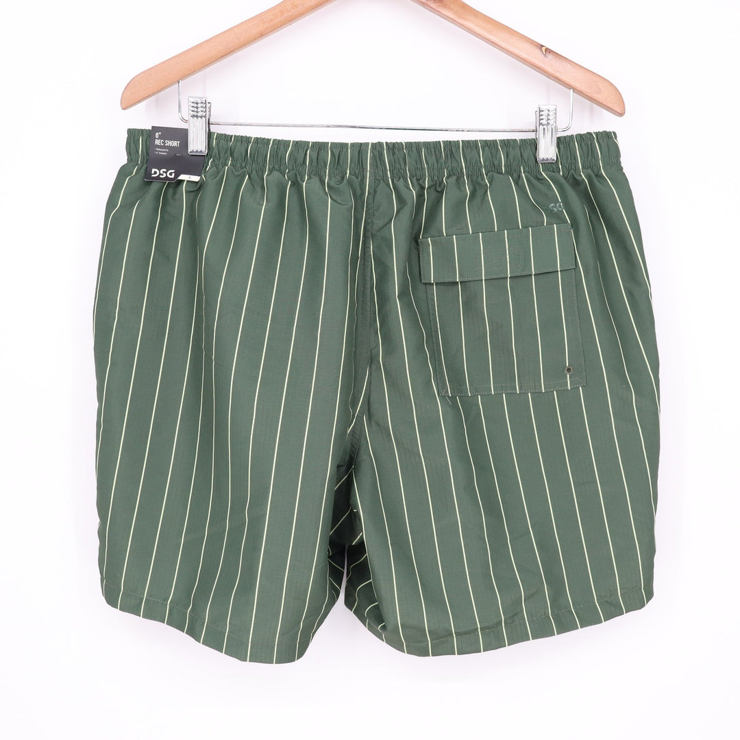 DSG Mens 6" Rec Short Pinstripe Muted Olive Green Ripstop Water Repellent Size M