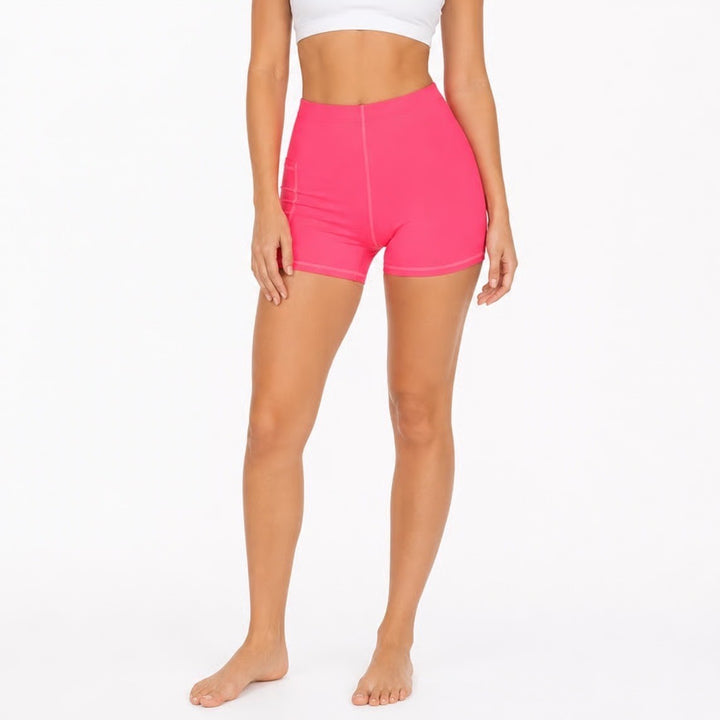 Womens Neon Pink Athletic Compression Shorts with Side Pocket Size Large