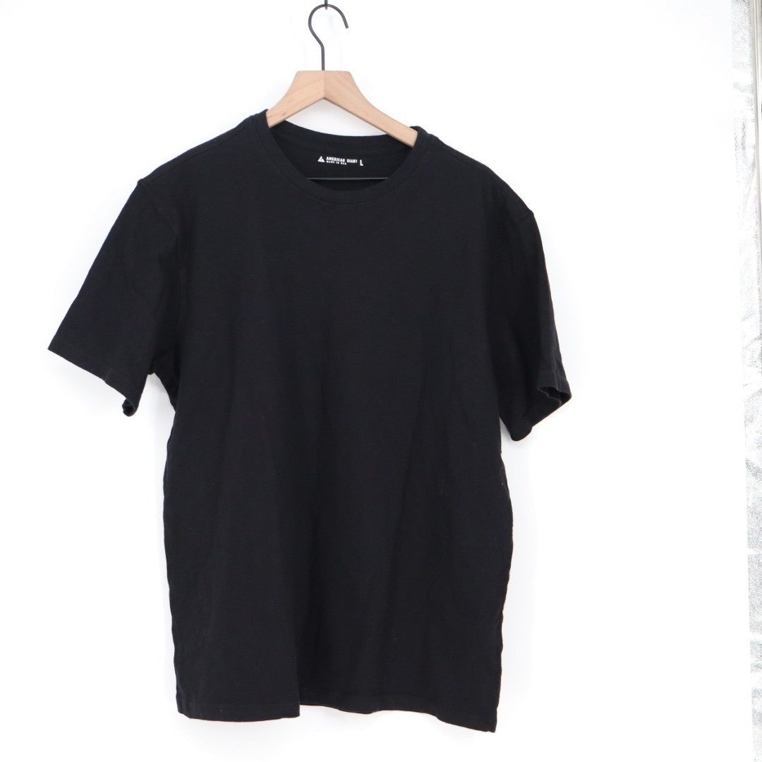 American Giant Mens Black Crew Neck T Shirt Size L Made in USA Cotton