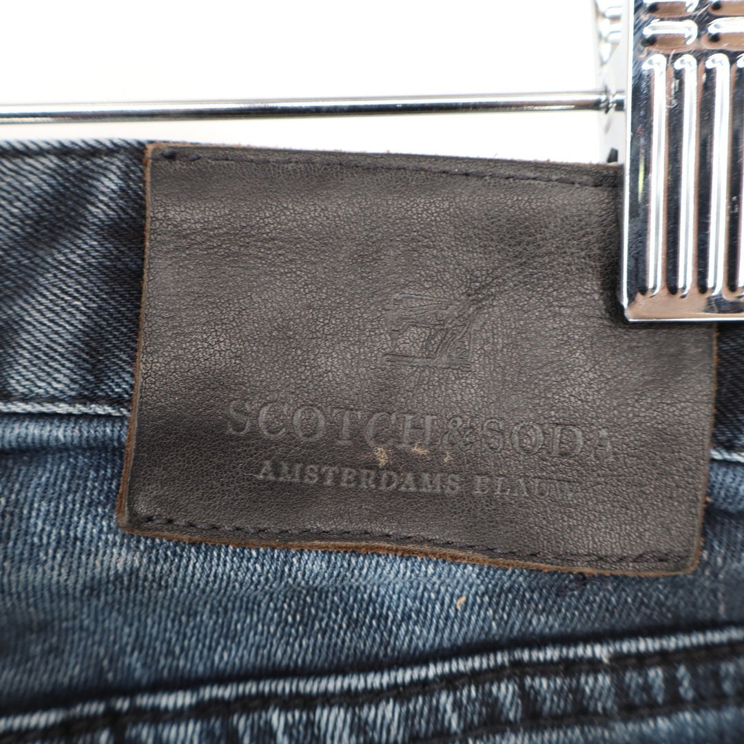 Scotch & Soda Amsterdams Blauw Mens Slim Fit Jeans Dark Wash 29x32 Distressed