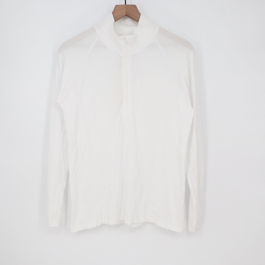 CALIA Womens Seamless LS Quarter Zip Pure White UPF 50+ Top Large
