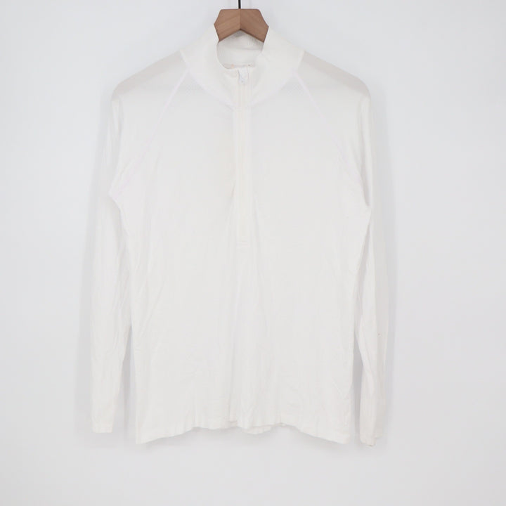 CALIA Womens Seamless LS Quarter Zip Pure White UPF 50+ Top Large
