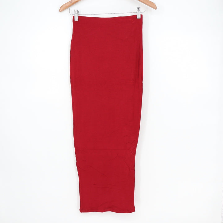 Naked Wardrobe Red Bodycon Maxi Skirt Womens Medium High Waist Stretch