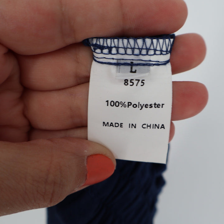Navy Blue Wide Leg Flowy Palazzo Pants Elastic Waist Career Trousers Large