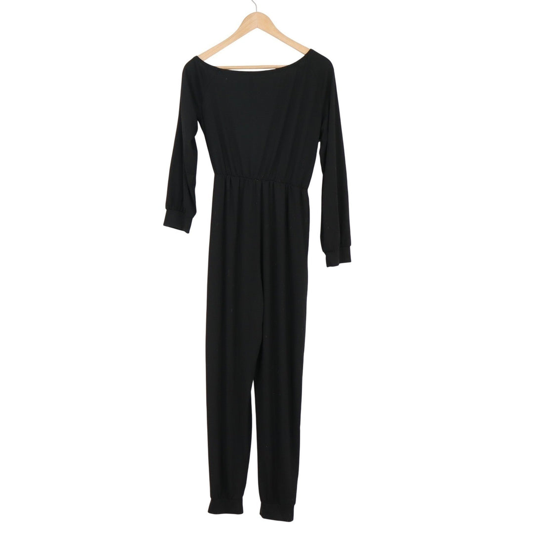 SHEIN Black Long Sleeve Drawstring Elastic Waist Jumper Jumpsuit Size M