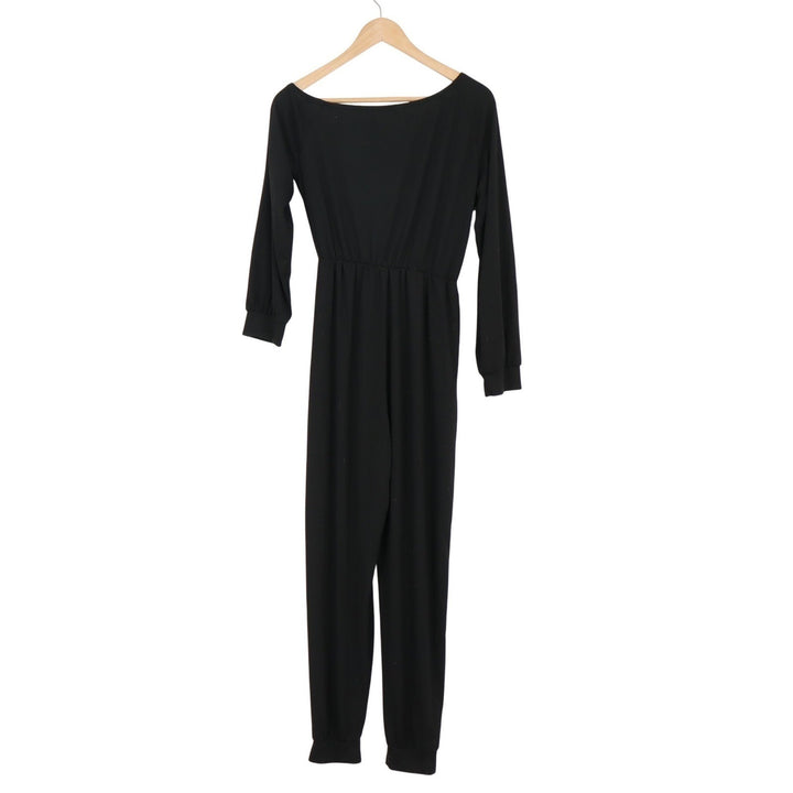 SHEIN Black Long Sleeve Drawstring Elastic Waist Jumper Jumpsuit Size M