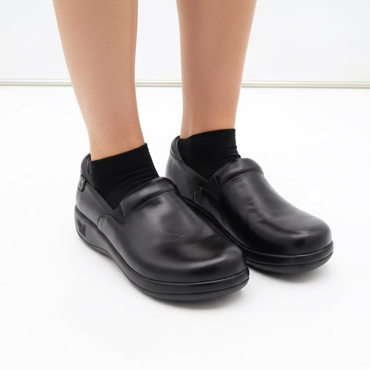 Alegria Keli Pro Black Leather Slip Resistant Clogs Shoes Womens 38