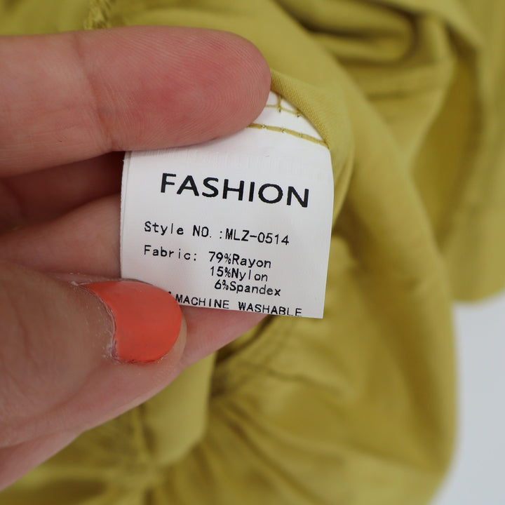 Fashion Mustard Yellow Ruffle Drop Waist Button Down Shirt Dress Large