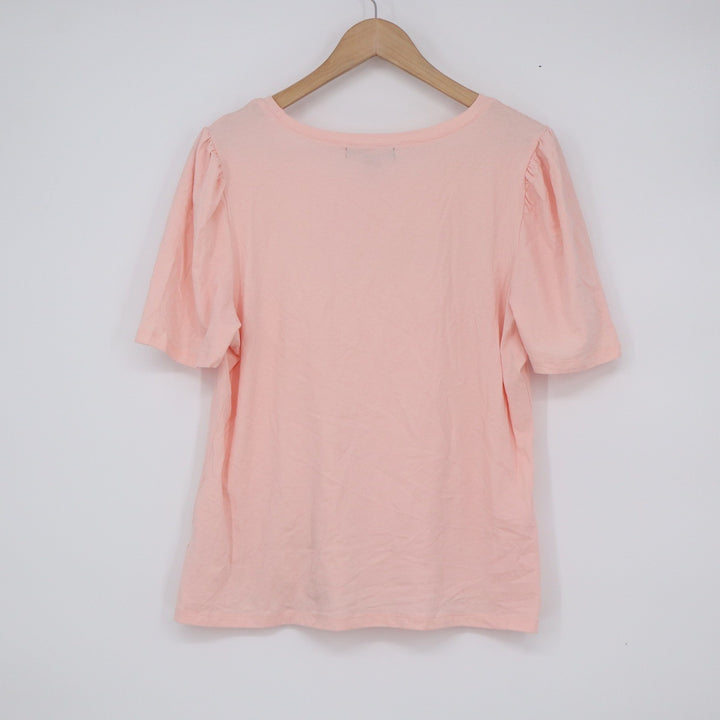 A Love Story Pink Fabulous Rhinestone Graphic Puff Sleeve Tee Shirt XL