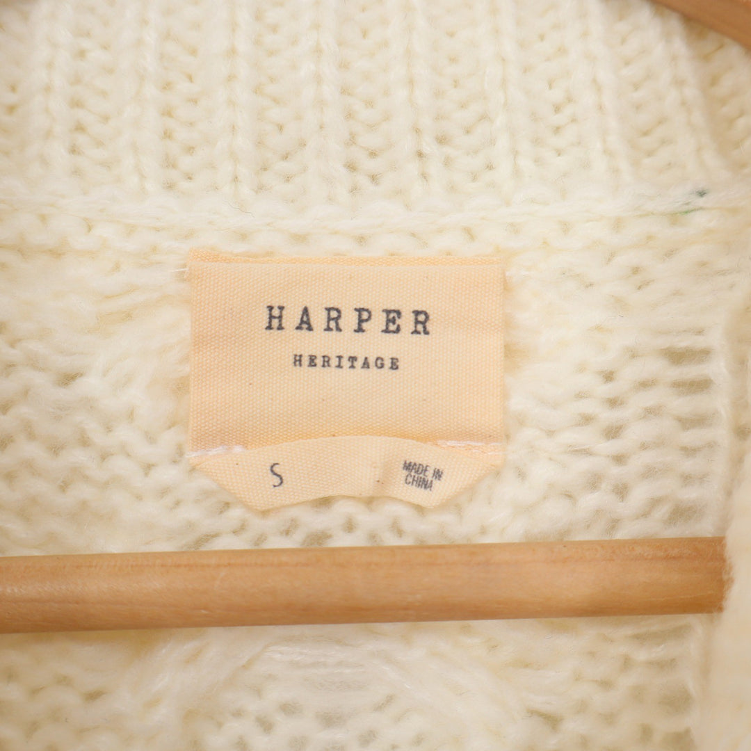 Harper Heritage Cream Cable Knit Turtleneck Sweater Womens Small