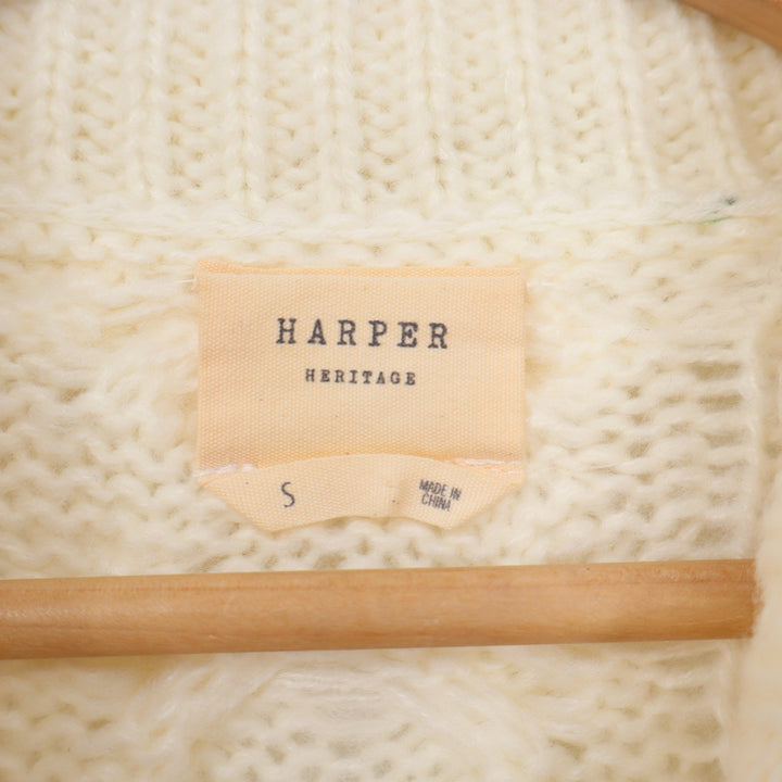 Harper Heritage Cream Cable Knit Turtleneck Sweater Womens Small