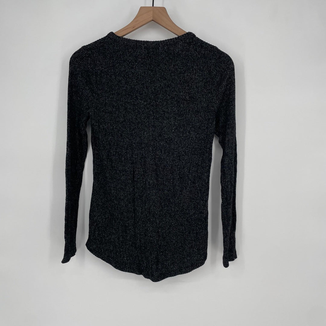 Old Navy Womens Gray Ribbed Long Sleeve Crew Neck Casual Top Size S