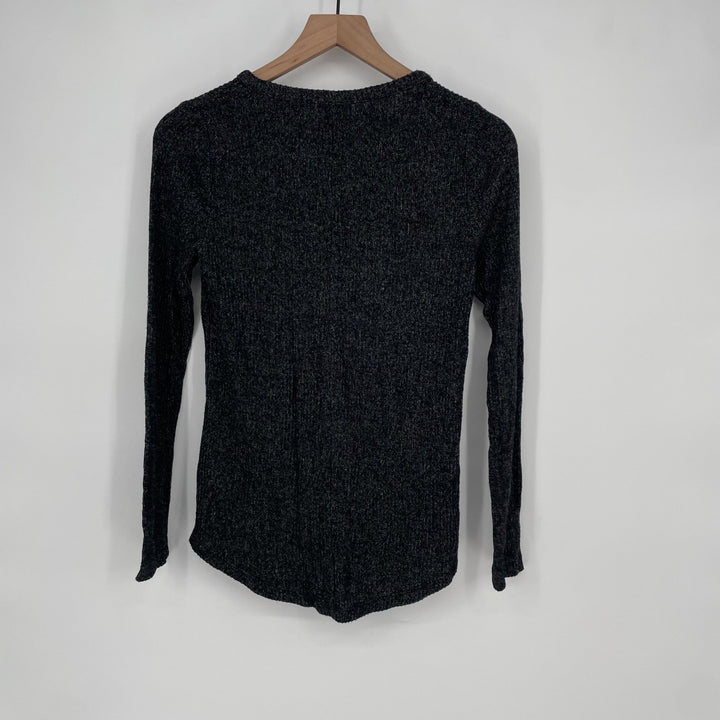 Old Navy Womens Gray Ribbed Long Sleeve Crew Neck Casual Top Size S