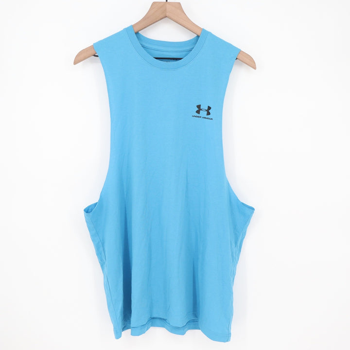 Under Armour Mens Left Chest Cut Off Muscle Tank Blue Large NEW