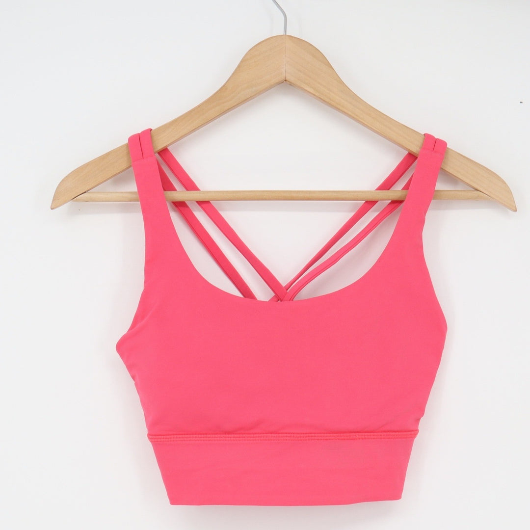 Lululemon Sports Bra Women's Free to Be Serene Longline Pink Strappy Excellent