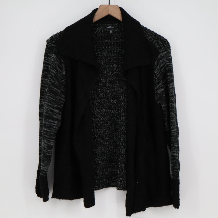 Apt.9 Cardigan Sweater Women PXL Petite Black Gray Knit Long Sleeve Outdoor Wear