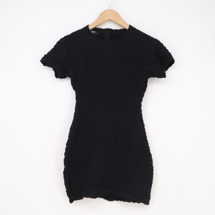 BBSTORE'S Black Popcorn Textured Mini Dress Short Sleeve Bodycon Size S