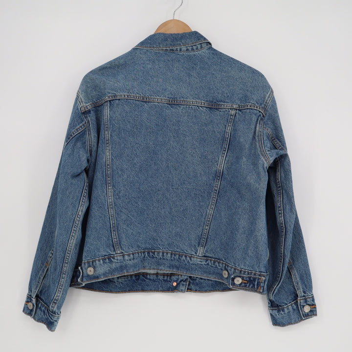 Old Navy Womens Denim Trucker Jacket Medium Wash Blue Cotton L Petite