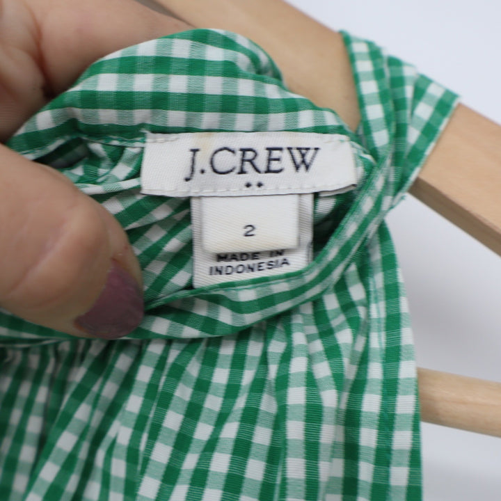 J.Crew Green Gingham Halter Top Tie Back Bow Sleeveless Blouse Size 2