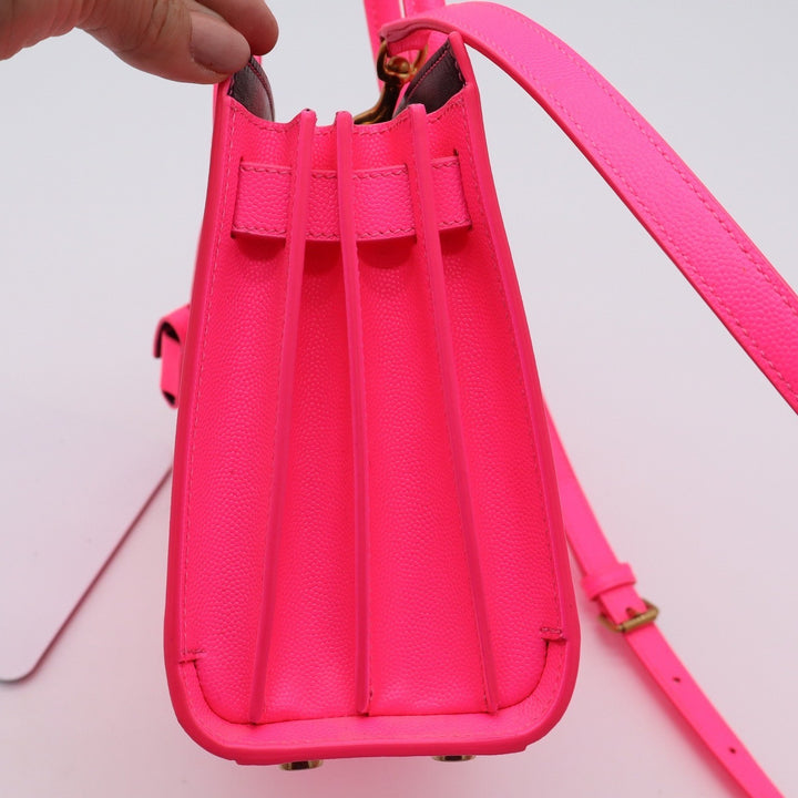 Saint Laurent Nano Sac De Jour Pink Glo Grained Leather Handbag