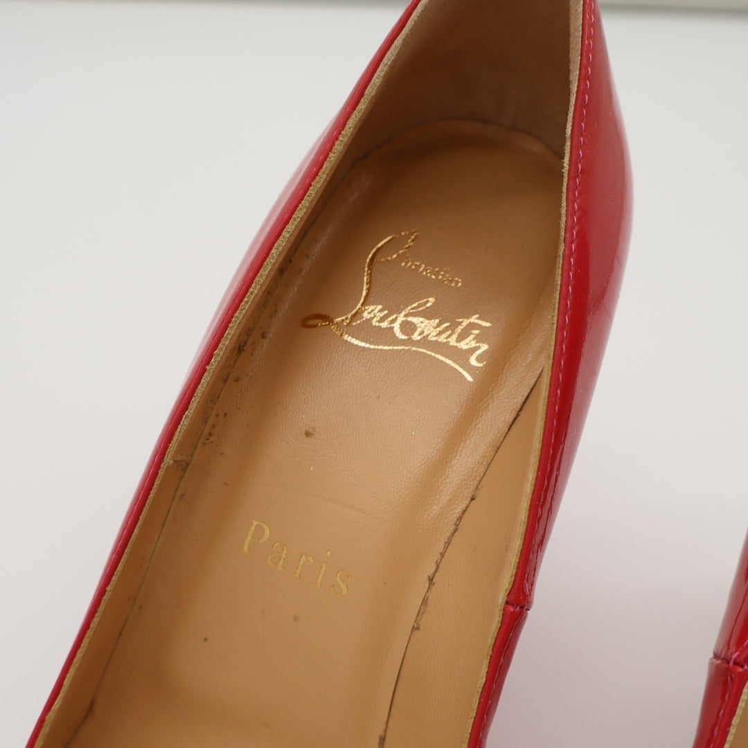 Christian Louboutin Punch Dolly Pump Womens 7.5 Red Patent Leather Stiletto Heel