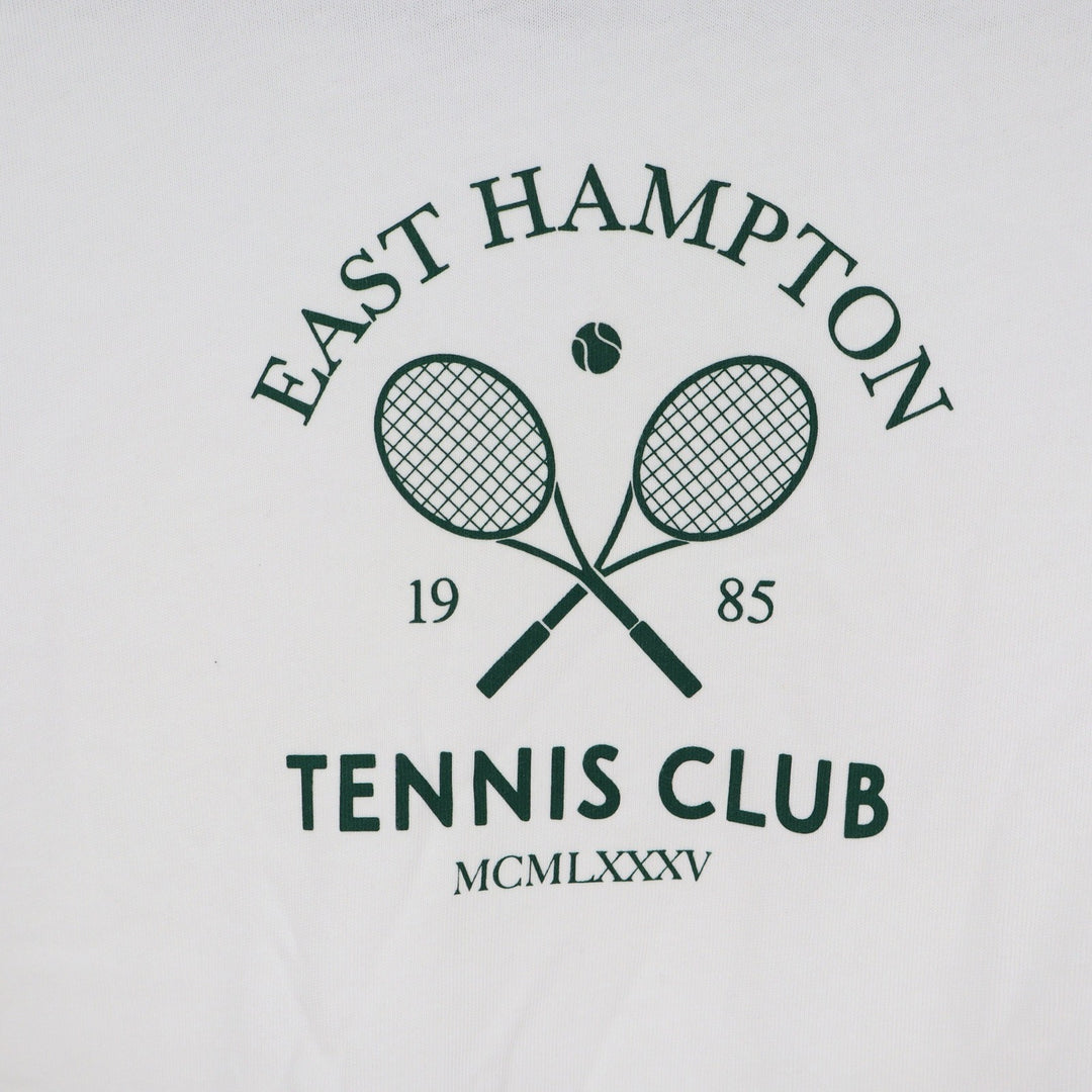 DSG East Hampton Tennis Club Graphic Ringer Tee White Green XS 6-7 8620