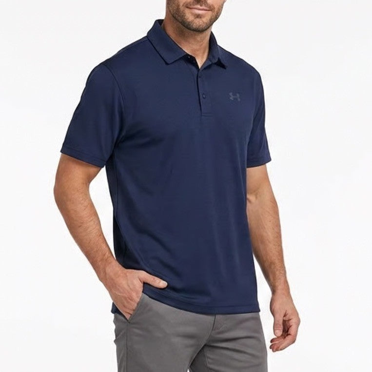 Under Armour Polo Shirt Mens 3XL Navy Stretch Short Sleeve Golf Performance