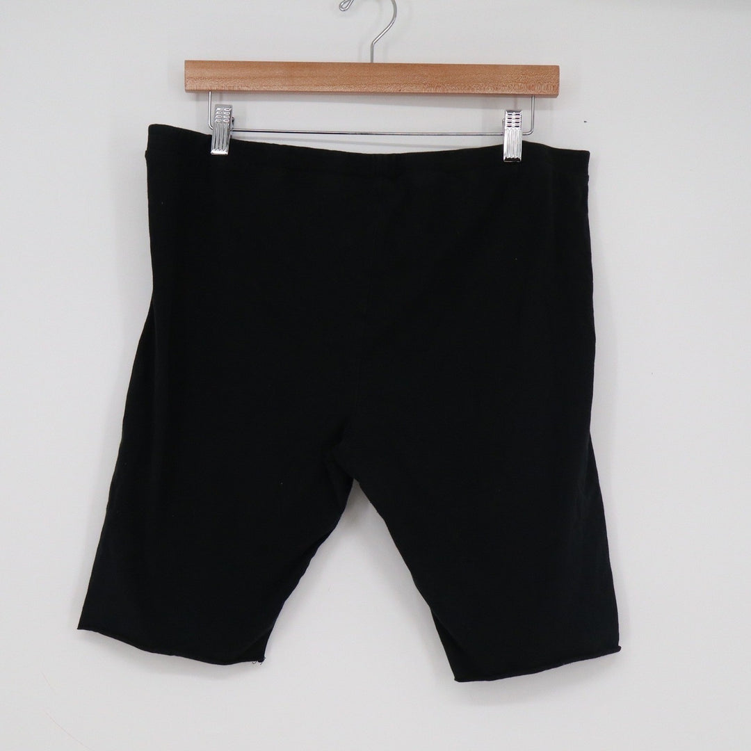 Ava & Viv Womens Plus 1X Black Cotton Blend Biker Shorts High Waist Stretch