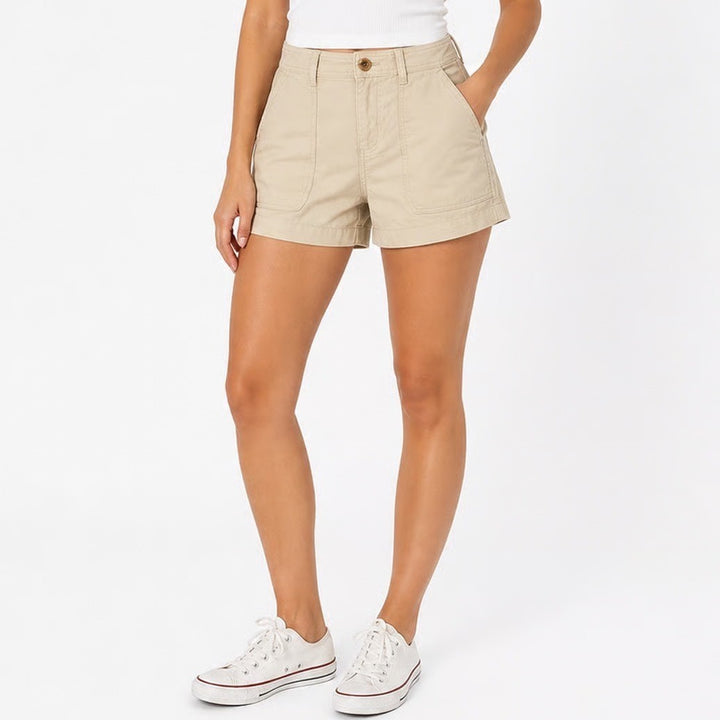 A New Day Womens Tan Stretch Utility Patch Pocket Shorts Size 6 High Rise