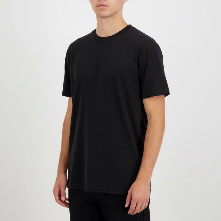 Black T Shirt Mens Size Large Short Sleeve Crew Neck Basic Top