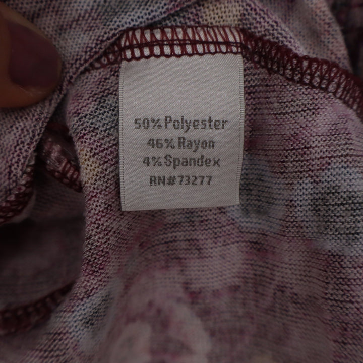 American Rag Womens L Floral Peplum Top Burgundy Space Dye Keyhole Back Long