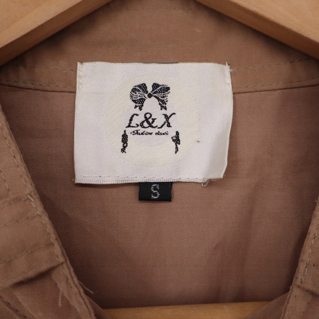 L&X Fashion Tan Utility Safari Shirt Dress Small Khaki Roll Tab Sleeve Epaulets