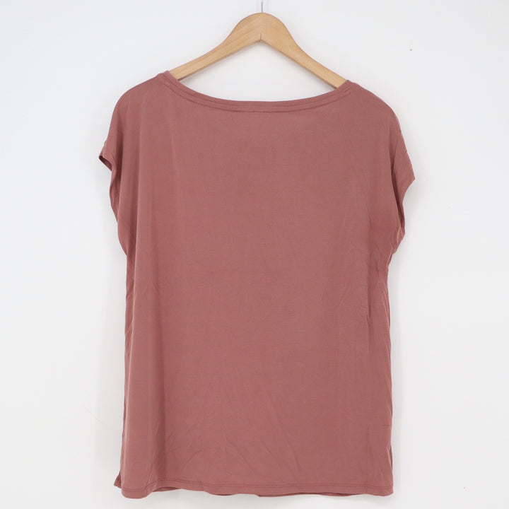 Maurices Top Womens Large 24/7 Pleated Shoulder Mauve Pink Short Sleeve