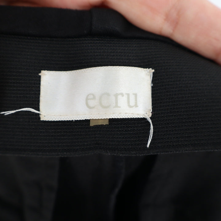 Ecru Black Pull On Stretch Trousers Straight Leg Business Pants DVA 939