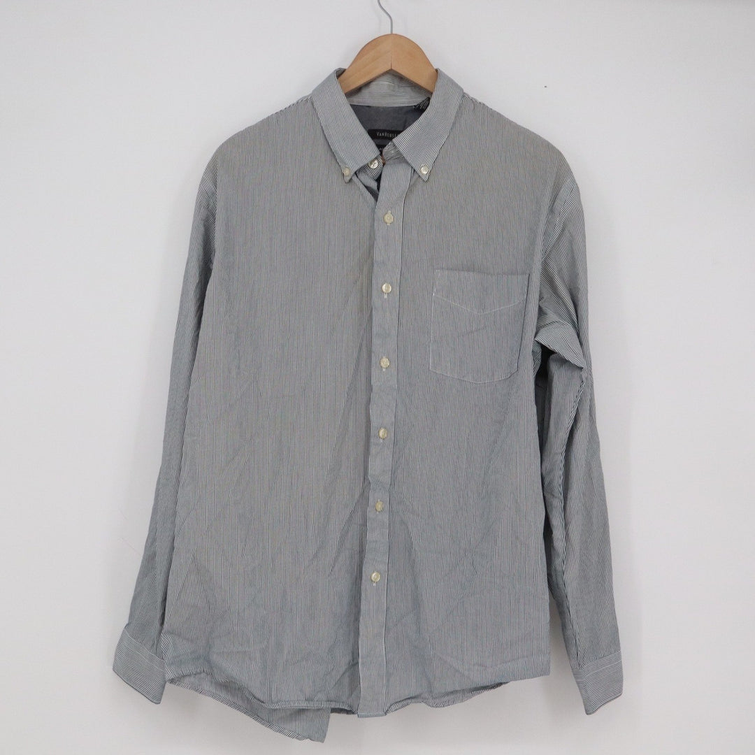 Van Heusen Mens Classic Fit Blue White Striped Button Down Shirt Large 16-16.5