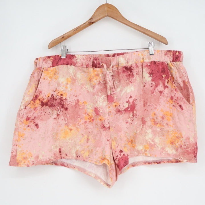 Style By Jenni Pajama Short Womens 3X Multi Watercolor Cotton Drawstring Waist