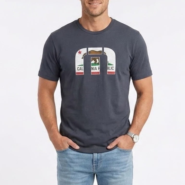TravisMathew Mens High Tide 2.0 California Bear Graphic T-Shirt Blue S
