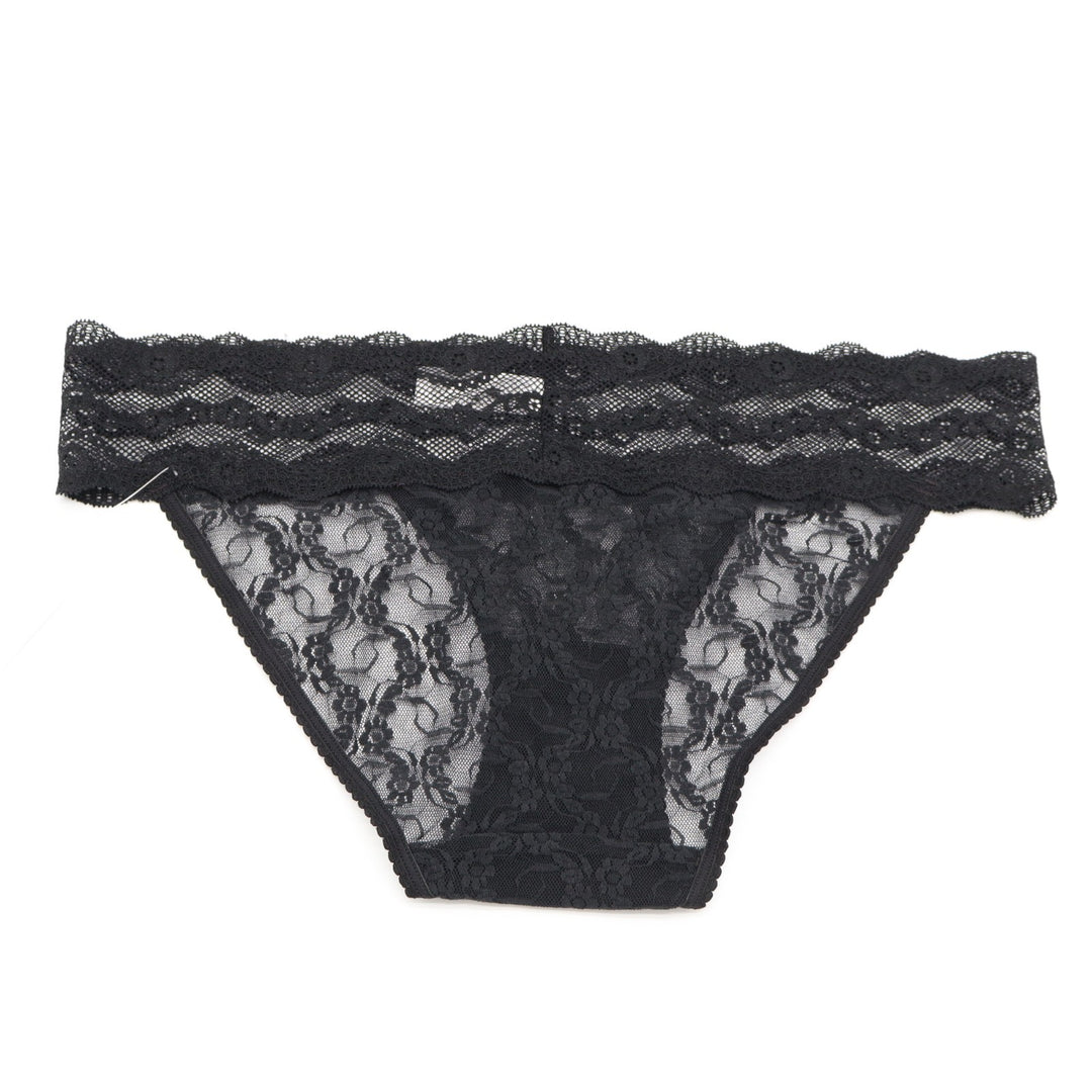 B.tempt'd Lace Kiss Bikini Womens Large Black Stretch Floral Mesh Scalloped Edge