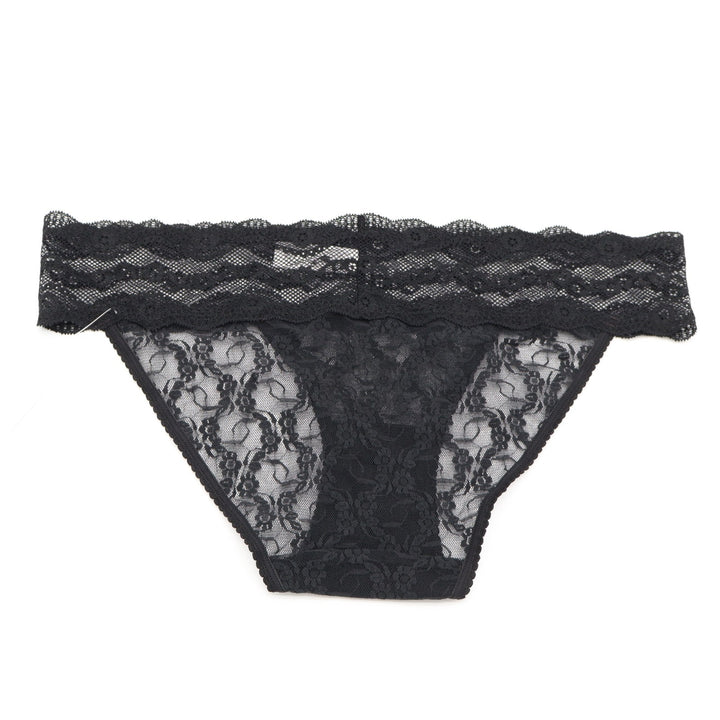 B.tempt'd Lace Kiss Bikini Womens Large Black Stretch Floral Mesh Scalloped Edge