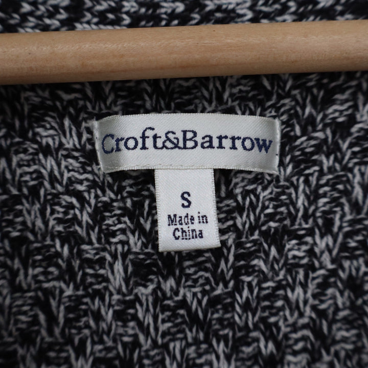 Croft & Barrow Womens Small Black White Shawl Collar Button Cardigan Sweater