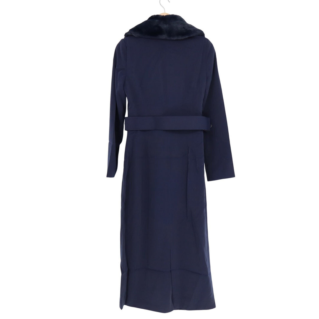 Naked Wardrobe The Statement Trench Coat Womens XS Navy Shawl Collar Long Sleeve