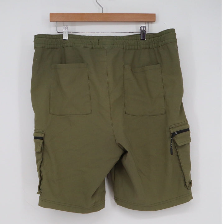 Steve's Jeans Mens 2XL Olive Green Cargo Shorts Elastic Waist Stretch Utility