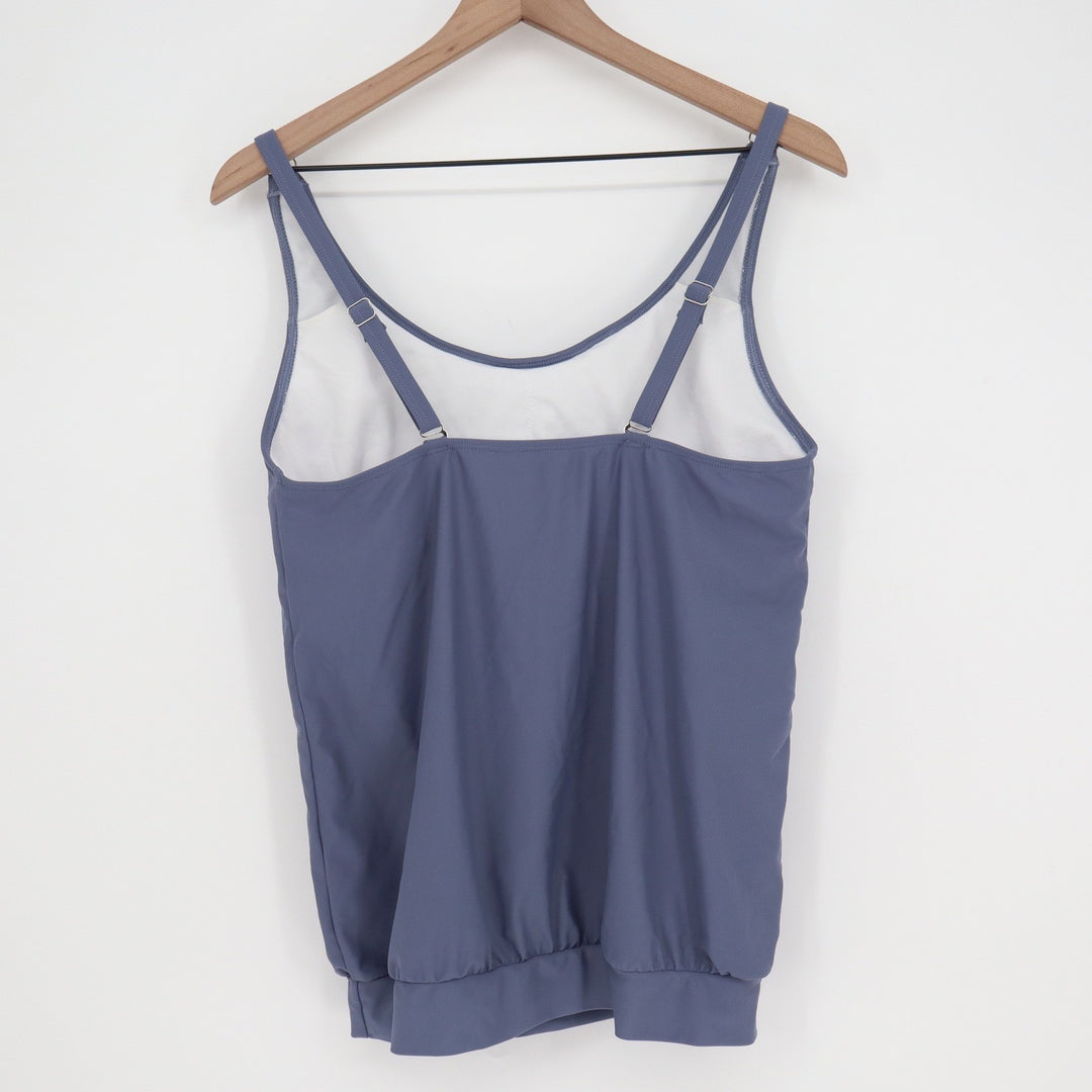 Unbranded Blue Blouson Tankini Top Adjustable Straps Size L